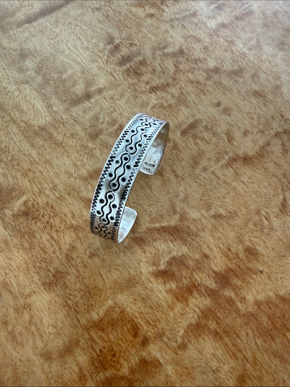 Hand stamped Sterling Silver Cuff bracelet